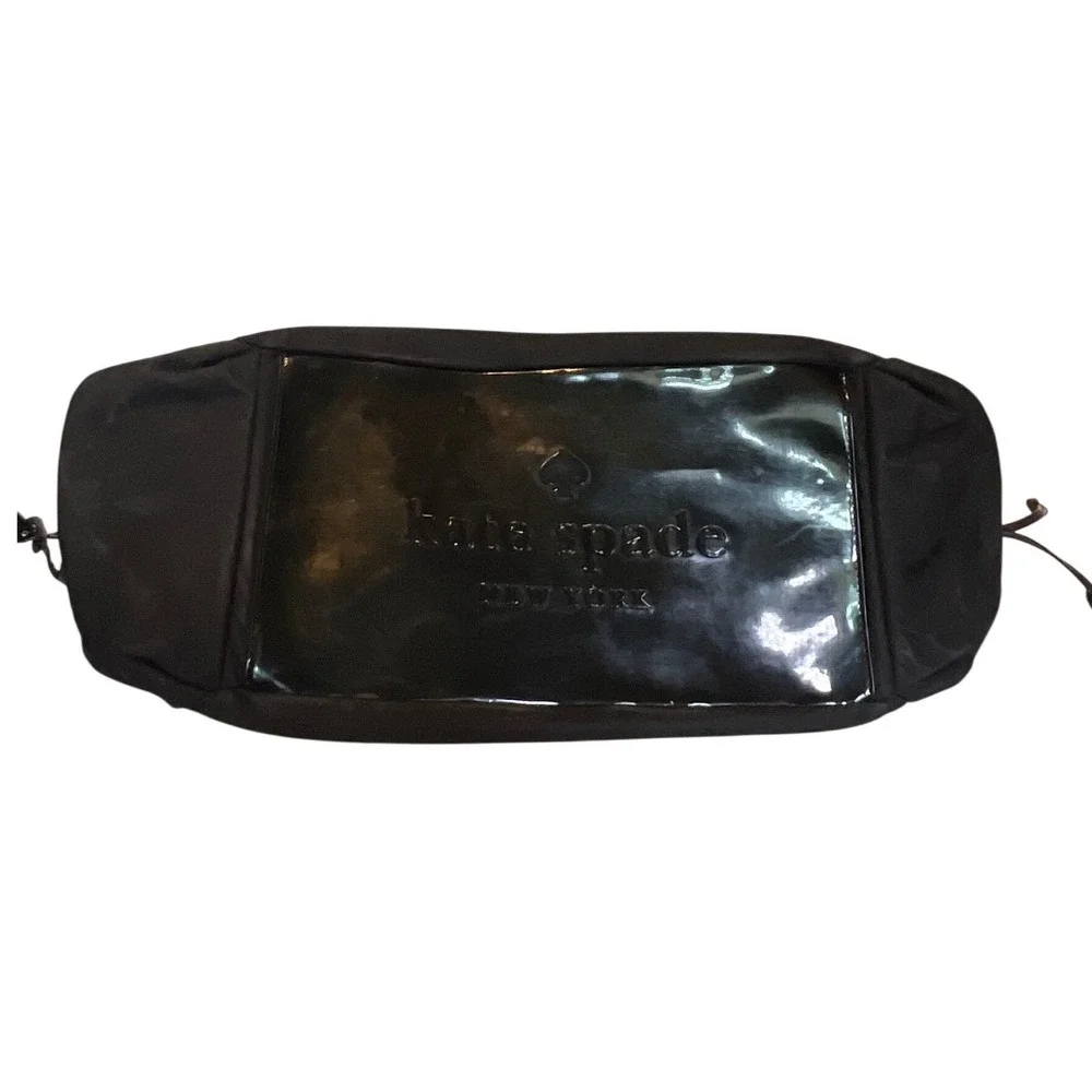 Kate Spade Stevie Baby Bag Women Large Black Nylon Patent Leather Weekender Bag‎
